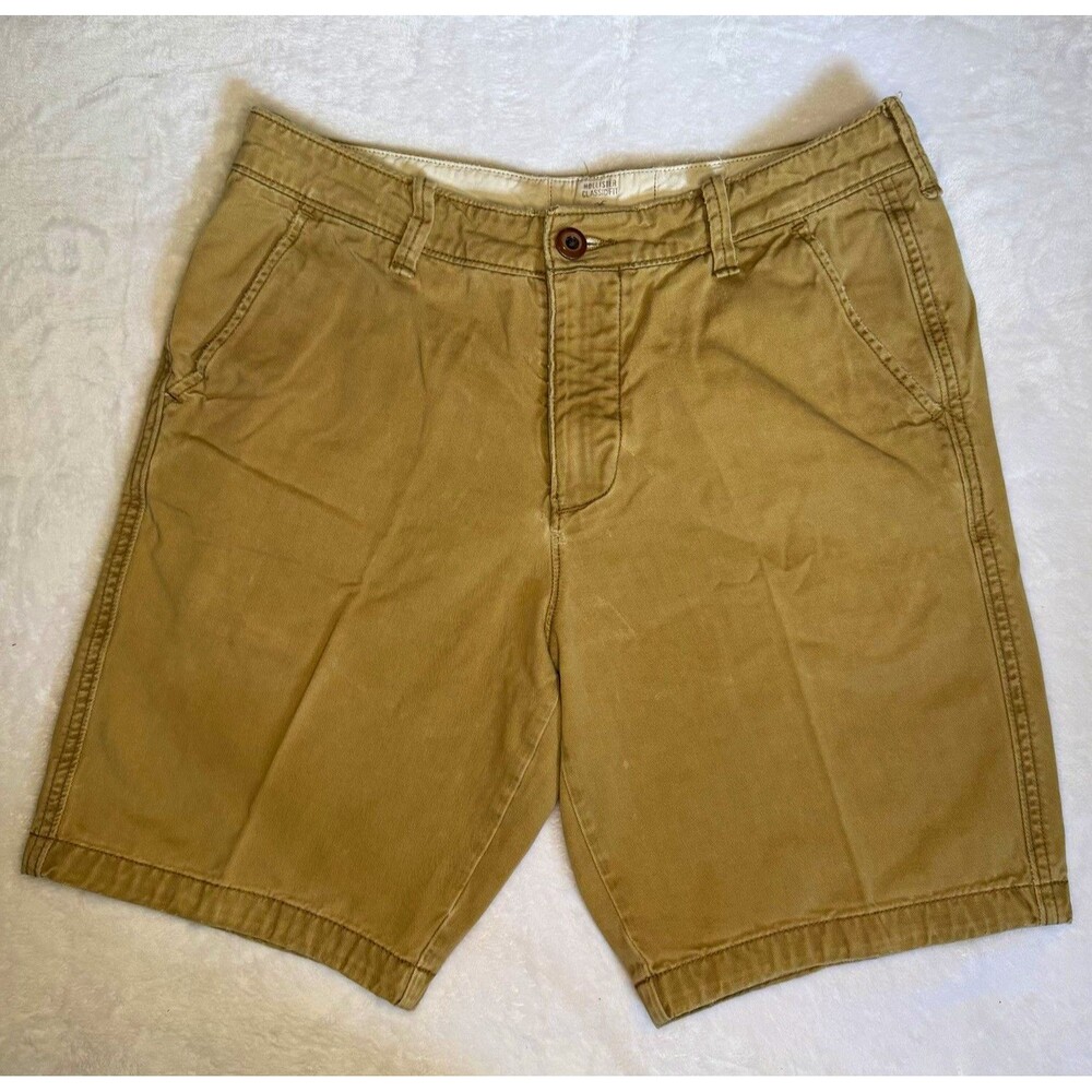Hollister Men’s Beige Chino Shorts Classic Fit Cotton Flat Front Pockets